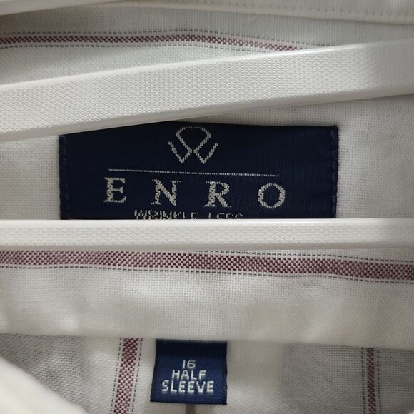 Enro Mens Button Up Shirt Multicolor Size 16 Cotton Blend Short Sleeve Collar - Picture 6 of 12